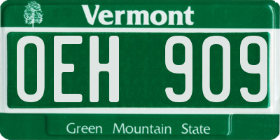 VT license plate OEH909