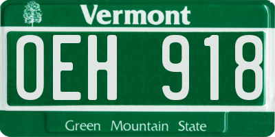 VT license plate OEH918