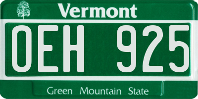 VT license plate OEH925