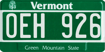 VT license plate OEH926