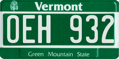 VT license plate OEH932