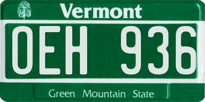 VT license plate OEH936