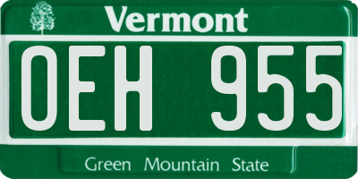 VT license plate OEH955