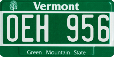 VT license plate OEH956