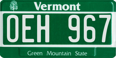 VT license plate OEH967