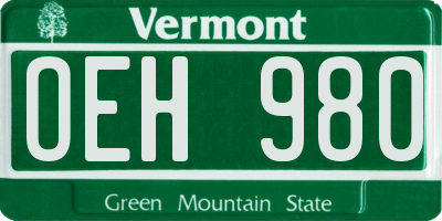 VT license plate OEH980