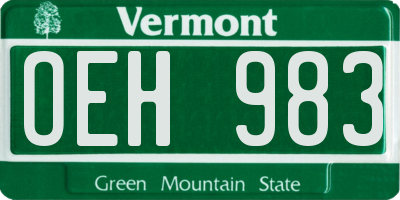 VT license plate OEH983