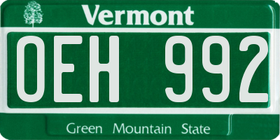 VT license plate OEH992