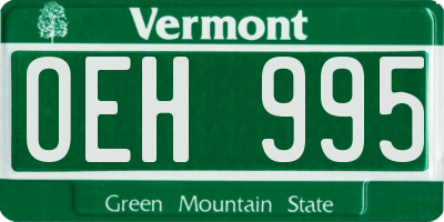 VT license plate OEH995