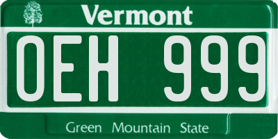 VT license plate OEH999