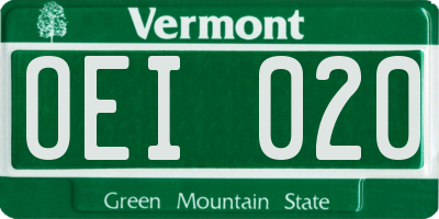 VT license plate OEI020