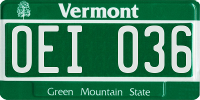 VT license plate OEI036