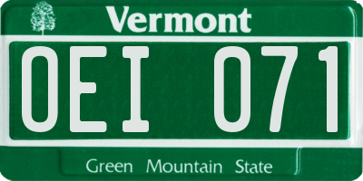 VT license plate OEI071