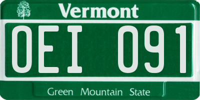 VT license plate OEI091