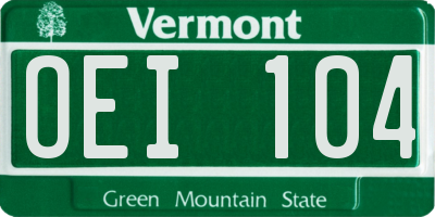 VT license plate OEI104