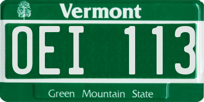 VT license plate OEI113