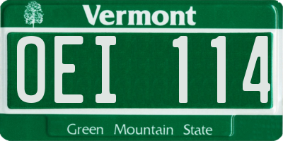 VT license plate OEI114