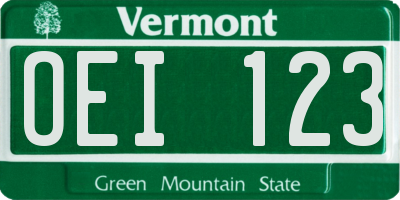 VT license plate OEI123