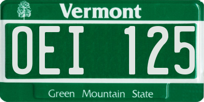 VT license plate OEI125