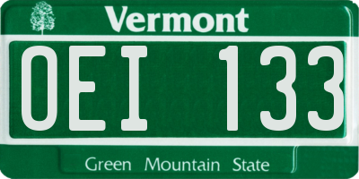 VT license plate OEI133