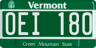 VT license plate OEI180