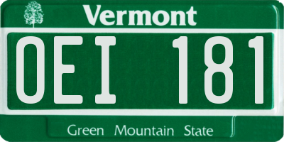 VT license plate OEI181