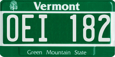 VT license plate OEI182