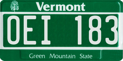 VT license plate OEI183