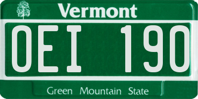 VT license plate OEI190