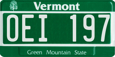 VT license plate OEI197