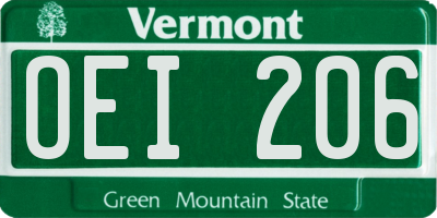 VT license plate OEI206