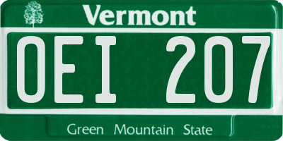 VT license plate OEI207