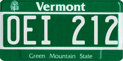 VT license plate OEI212