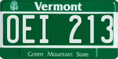 VT license plate OEI213