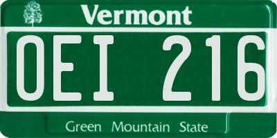 VT license plate OEI216
