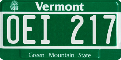 VT license plate OEI217