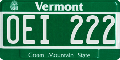VT license plate OEI222