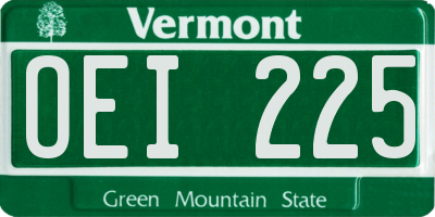 VT license plate OEI225