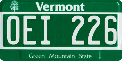 VT license plate OEI226