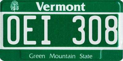 VT license plate OEI308