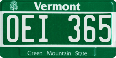 VT license plate OEI365
