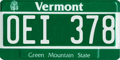VT license plate OEI378