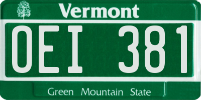 VT license plate OEI381