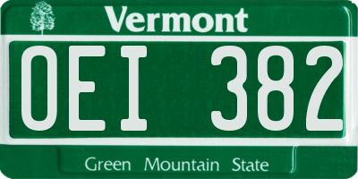 VT license plate OEI382