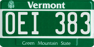 VT license plate OEI383