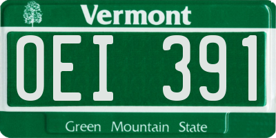 VT license plate OEI391