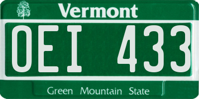 VT license plate OEI433