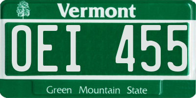 VT license plate OEI455