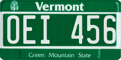 VT license plate OEI456