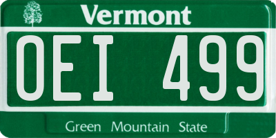 VT license plate OEI499